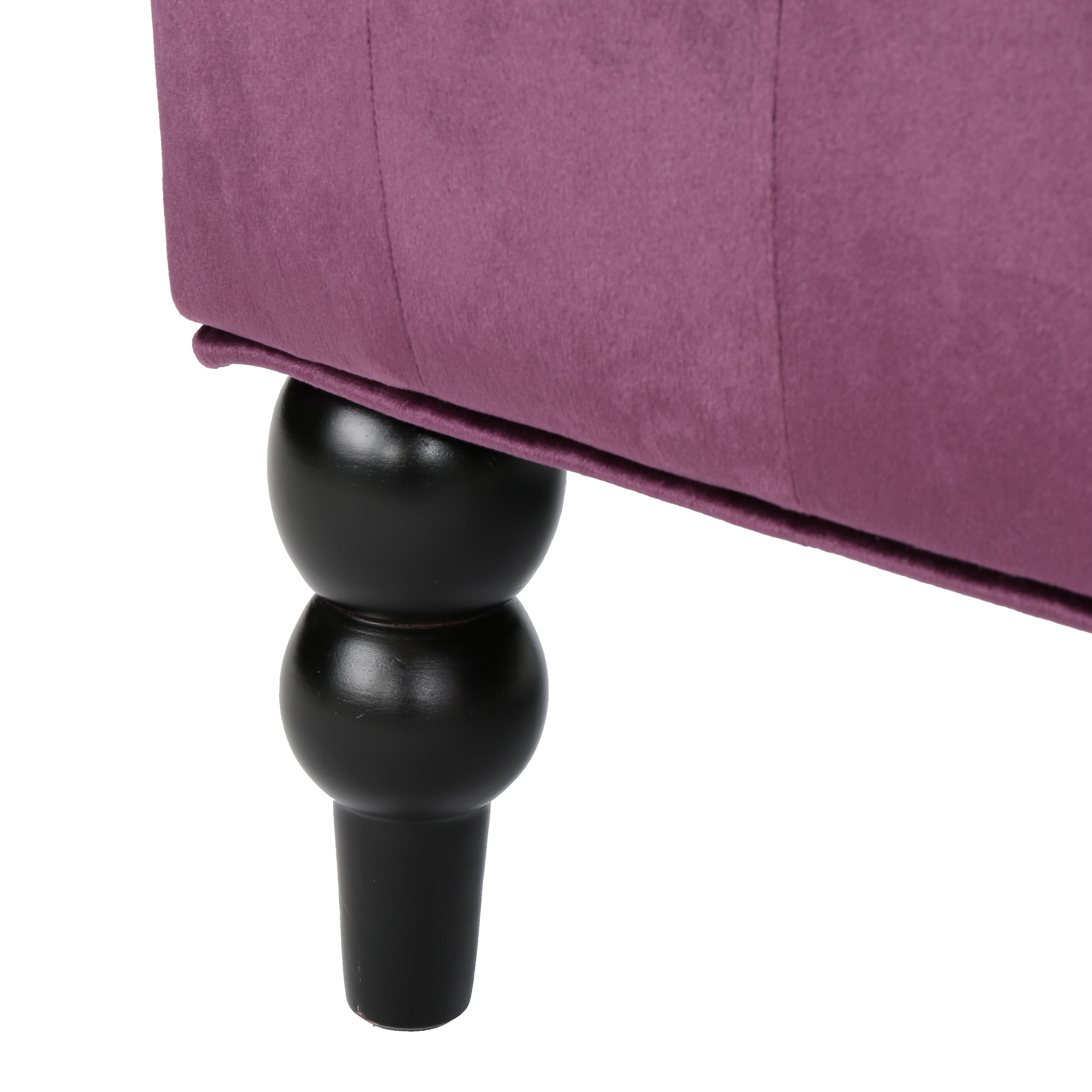 Noble House Lawrence Button Tufted Velvet Loveseat, Raisin