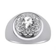 thumbnail image 1 of RYLOS Men's Rings Sterling Silver Designer Gypsy 7MM Round Gemstone & Diamond Ring White Topaz April Birthstone Size 13, 1 of 6