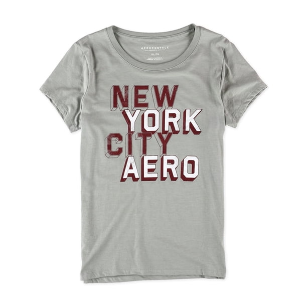 Aeropostale Block New York City Camiseta gráfica para mujer, gris, XS