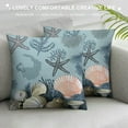 thumbnail image 3 of COMIO  Nautical Coastal Throw Pillow Covers Summer Ocean Themed Seashell Starfish Decorative Pillowcase Square Cushion Cover for Bedroom Sofa Home Decor, Navy Blue, 3 of 5