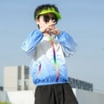 thumbnail image 2 of Kids Sun Protection Zip Hoodie Lightweight Long Sleeve Rash Guard with Hood Swim Cover Up Light Blue 11 Years-12 Years, 2 of 7