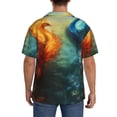 thumbnail image 3 of Yiaed Red And Blue Fire Peacock Print Mens Casual Wrinkle Free Shirts Short Sleeve Button Down Summer Stretch Dress Shirt-3X-Large, 3 of 5