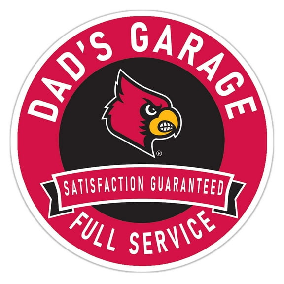 Louisville Cardinals 16" Dad's Garage Wood Sign