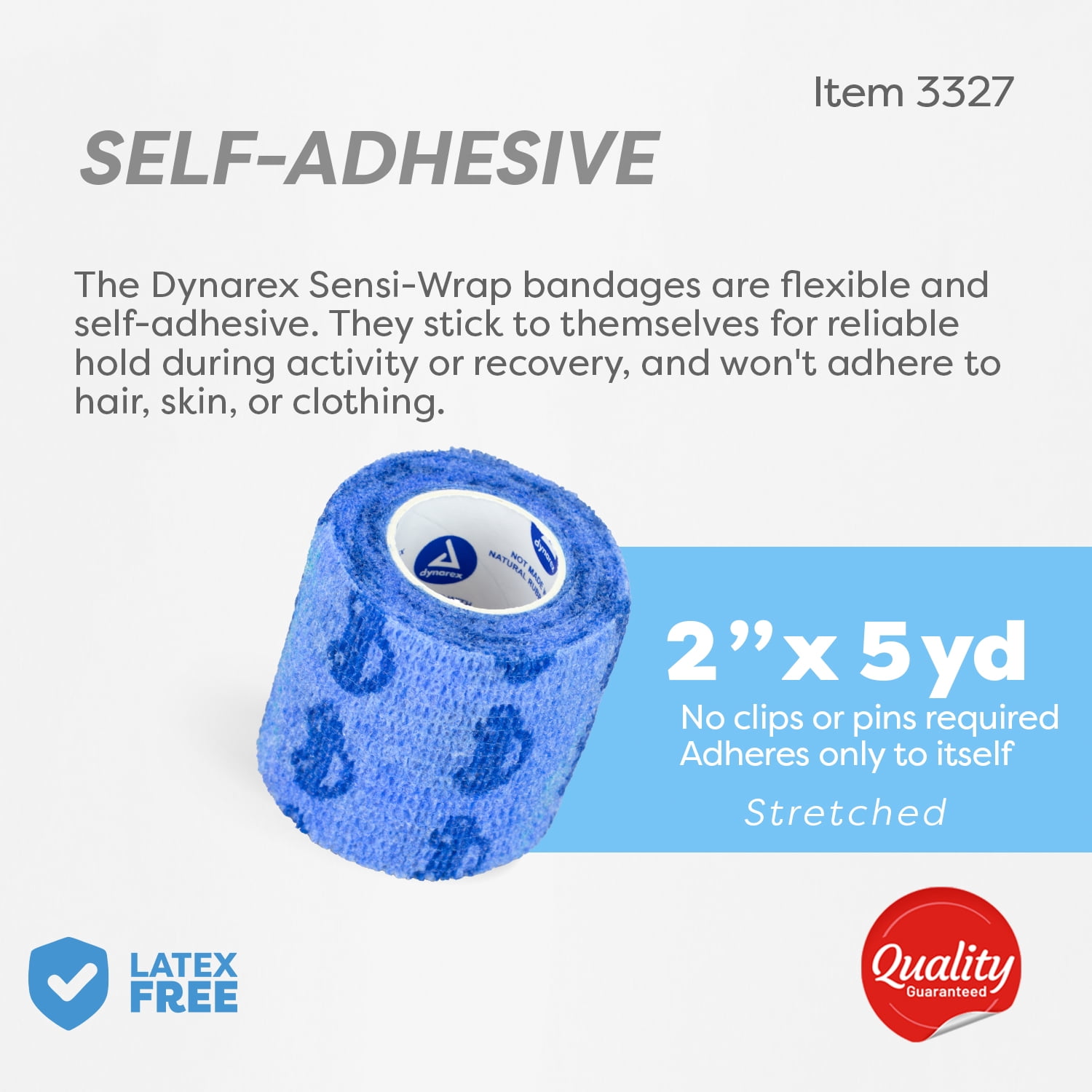 Dynarex Sensi-Wrap Self-Adhesive Bandages, 36-Pack, 2" x 5 yards, Assorted Colors - for Kids, Latex-Free, Colored Elastic Cohesive Athletic Tape, Tattoo Grip & Vet Wrap