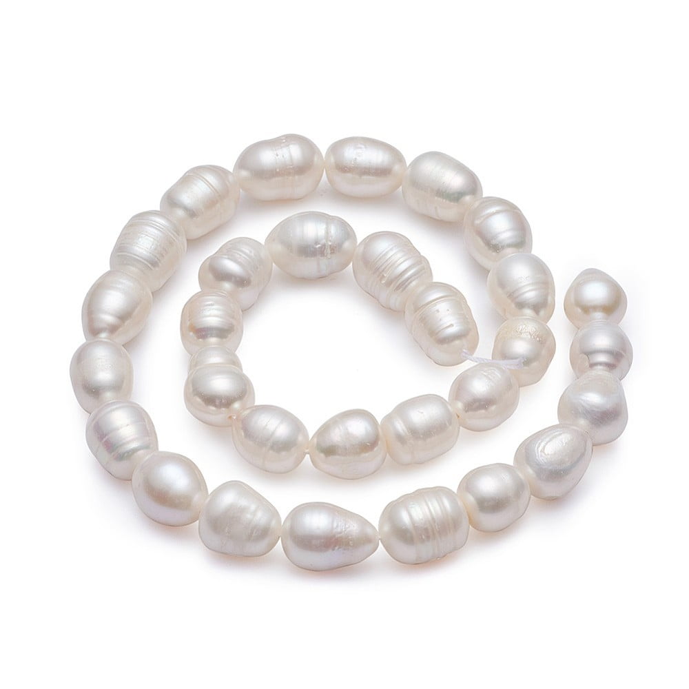 Natural Cultured Freshwater Pearl Beads Strands Rice Natural color White 10~11mm Hole: 0.8mm 28~29pcs/strand 13.58 inch(34.5cm)