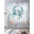 thumbnail image 3 of Turquoise Carbs Coastal Sheer Curtains 96 Inch Length 2 Panels Set Window Treatments, Nautical Summer Beach Coral Jellyfish Rod Pocket Semi Curtains for Living Room/Bedroom/Kitchen, 104"W x 96"L, 3 of 7