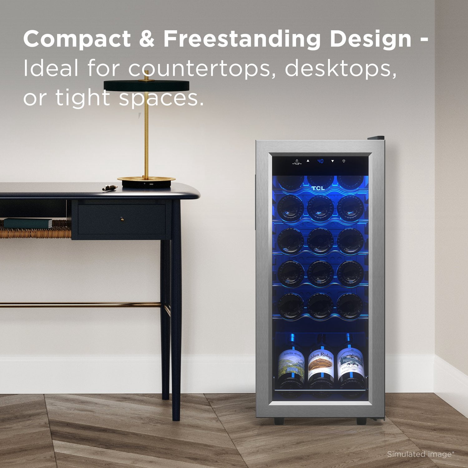 TCL Stainless Steel Single Door 18 Bottle Wine Cooler for Kitchen, Bedroom & Office, 1.8 Cu. Ft.