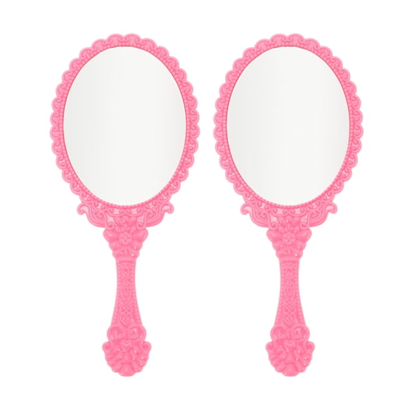Unique Bargains 2 Pcs Delicate Handheld Mirror for Vacation Travel Daily Use Pink