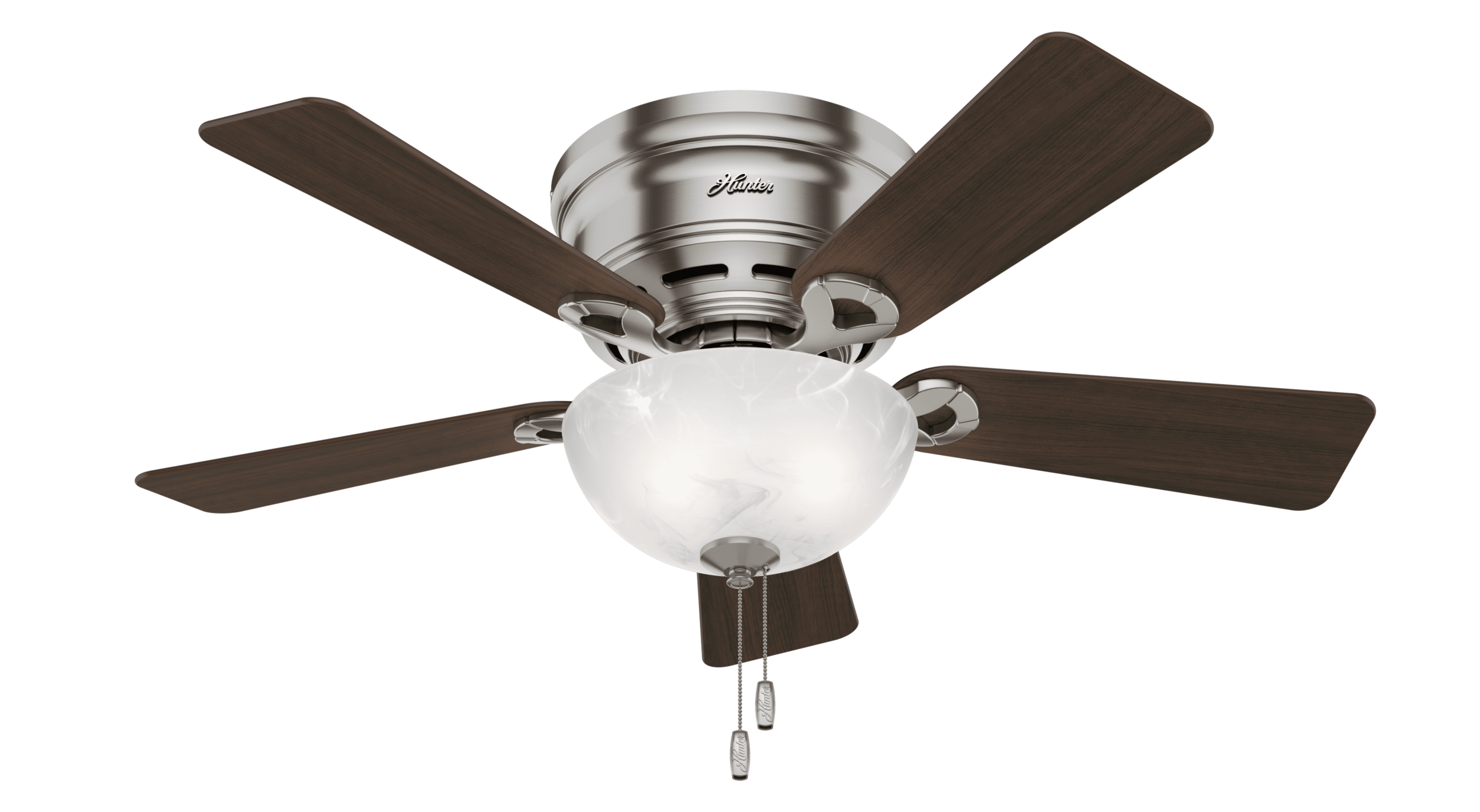 Indoor Low Profile Brushed Nickel Finish Ceiling Fan with Light Kit New 42 in 