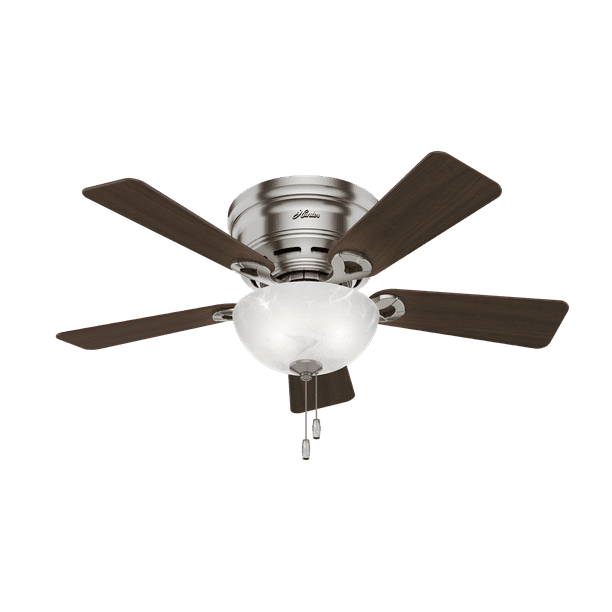 Hunter 42 Haskell Low Profile Ceiling Fan With Light In Brushed Nickel Com - Hunter 42 Low Profile Ceiling Fan With Light