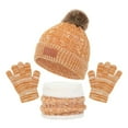 thumbnail image 4 of HNMKIU Kids Winter Hat Scarf Set Cozy Knitted Three-Piece Outdoor Playsuit for Toddlers Baby Boys Girls Warm Fashion Accessory Yellow - M, 4 of 4