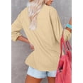 thumbnail image 3 of Eytino Womens Button Down V Neck Shirts Striped Long Sleeve Blouse Roll up Sleeve Button Down Blouses Top with Pockets, 3 of 8