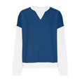 thumbnail image 4 of YUGYXL Womens Color Block Sweatshirts with Thumb Hole Fall Long Sleeve Crew Neck Oversized Pullover Tops Loose Fit Blue S, 4 of 8