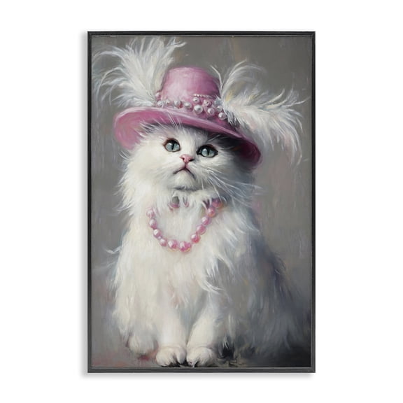 Stupell Industries Beautiful Brigitte Cat Black Framed Giclee Art, design by Tina LeCour
