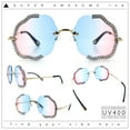 thumbnail image 2 of Womens Bling Rhinestone Jewel Rimless Cloud Shape Luxury Sunglasses Gold - Blue Pink, 2 of 8