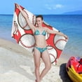 thumbnail image 5 of Baseball Sport Pattern Beach Towel Fast Drying Camping Towels Sand Free Beach Blanket Soft Absorbent Travel Sport Towel for Gym Bath Shower Swimming 31" x 71" Washcloth Gift, 5 of 7