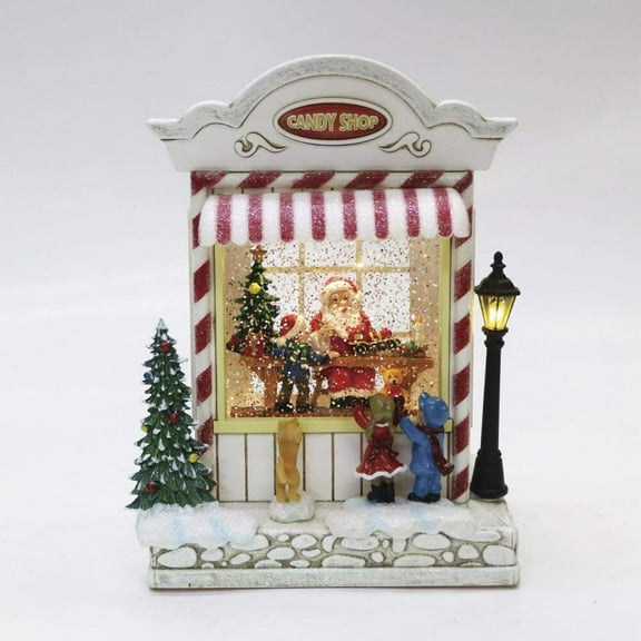 Enchanted Forest Holiday Santa's Candy Shop Christmas Village Building House Snow Globe Water Globe