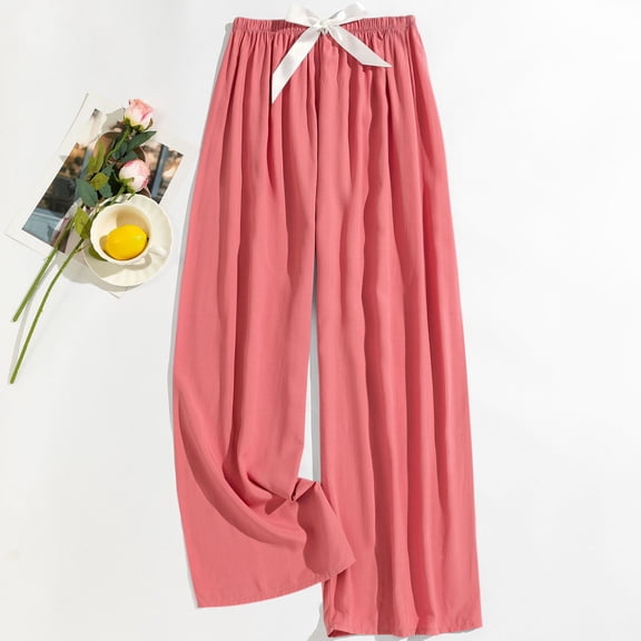 Black**Friday Sale Chaoheng Trousers Pants for Women Women's Cotton Blend Wide Leg Pants,Soft Breathable Elastic Waist Lounge Trousers