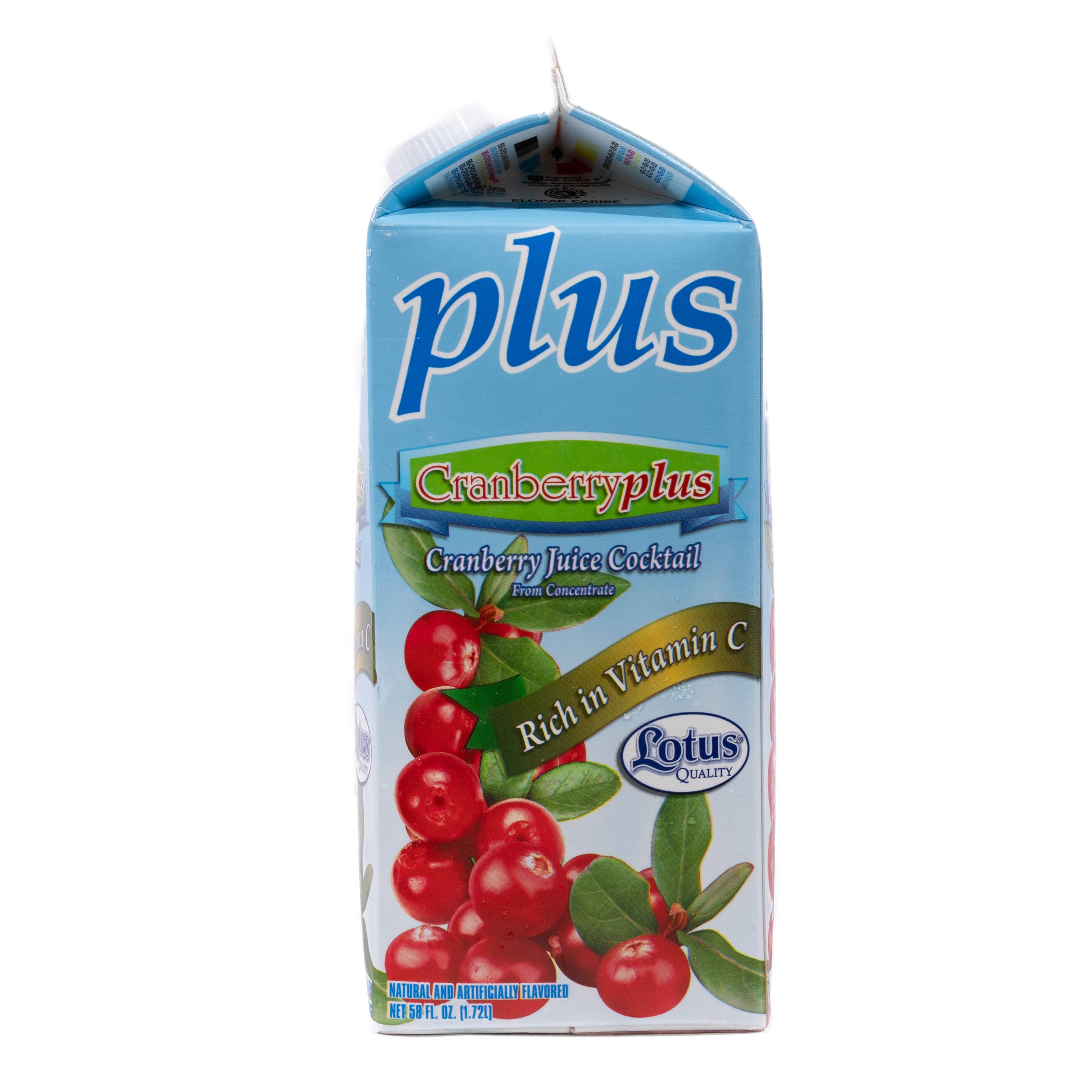 (4 pack) Lotus Plus Cranberry Juice Beverage Rich in Vitamin C Pulp-Free 58 fl oz
