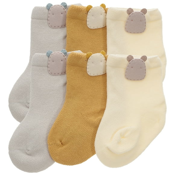 3 pares de adorables calcetines para niños con dibujos animados, de algodón, transpirables, para primavera y otoño (Panda, talla XS, 0-6 meses)