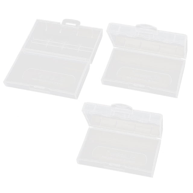 Uxcell 3Pcs Caja de almacenamiento rectangular transparente para 2 x baterías 18650