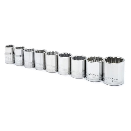 Crescent Assorted Sizes x 3/8 in. drive Metric 12 Point Socket Set 9 pc.