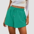 thumbnail image 2 of Arlun Women's Athletic Shorts High Waisted Running Workout Gym Elastic Training Shorts with Drawstring and Pockets Solid Color for Casual Wear 2-Green XS, 2 of 5