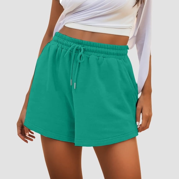 CHENge Women's 5" Inseam Pocket Shorts Drawstring Casual Lounge Shorts Soft Stretch Everyday Wear for Women
