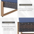 thumbnail image 6 of Gymojoy 2-Piece Brown Wicker Outdoor Ottoman Patio Rattan Footrest Seat Steel Frame Foostool with Removable Blue Cushions, 6 of 7