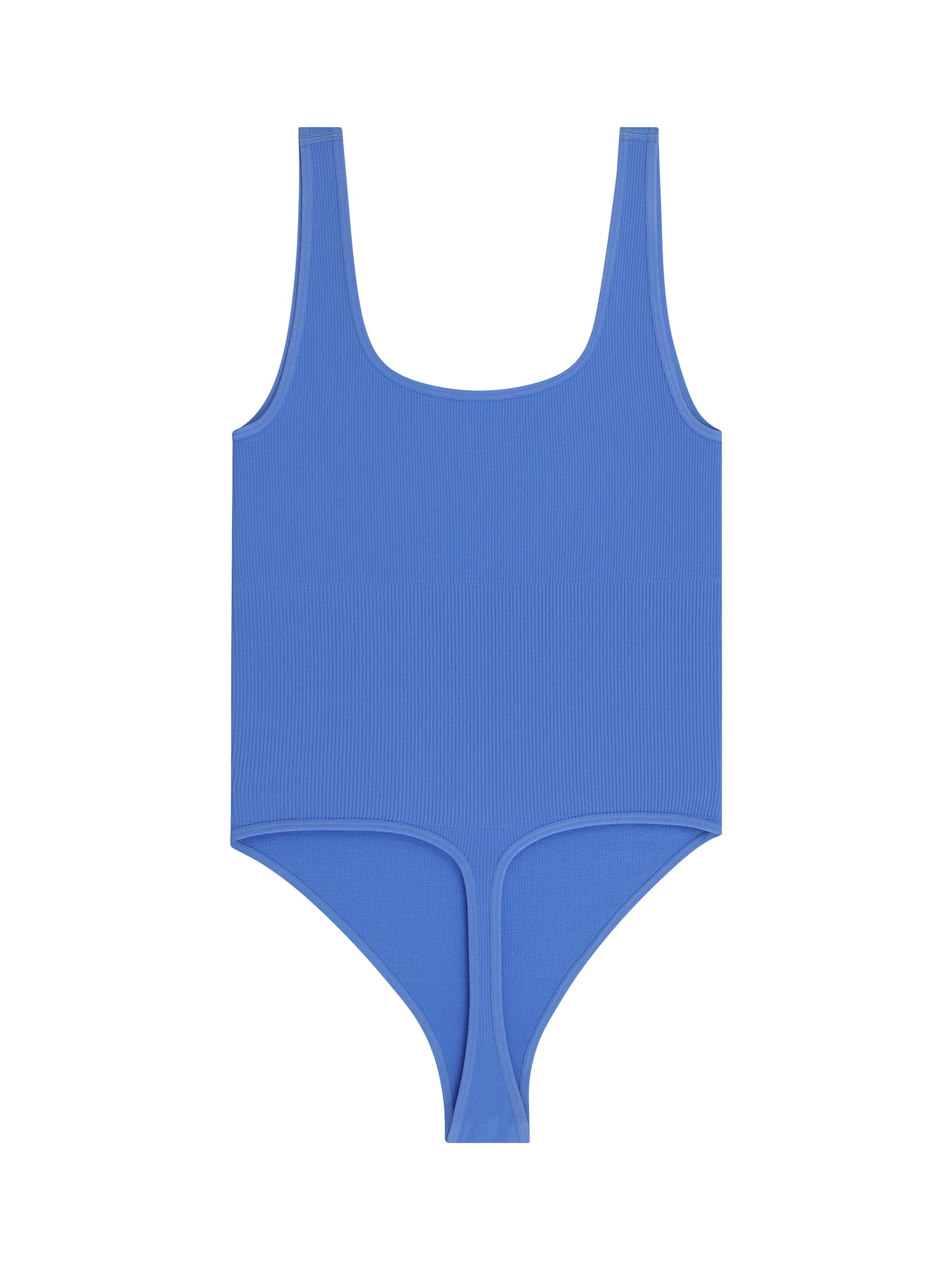 No Boundaries Women's Seamless Smoothing Rib Square Neck Bodysuit, Sizes XS-XXXL