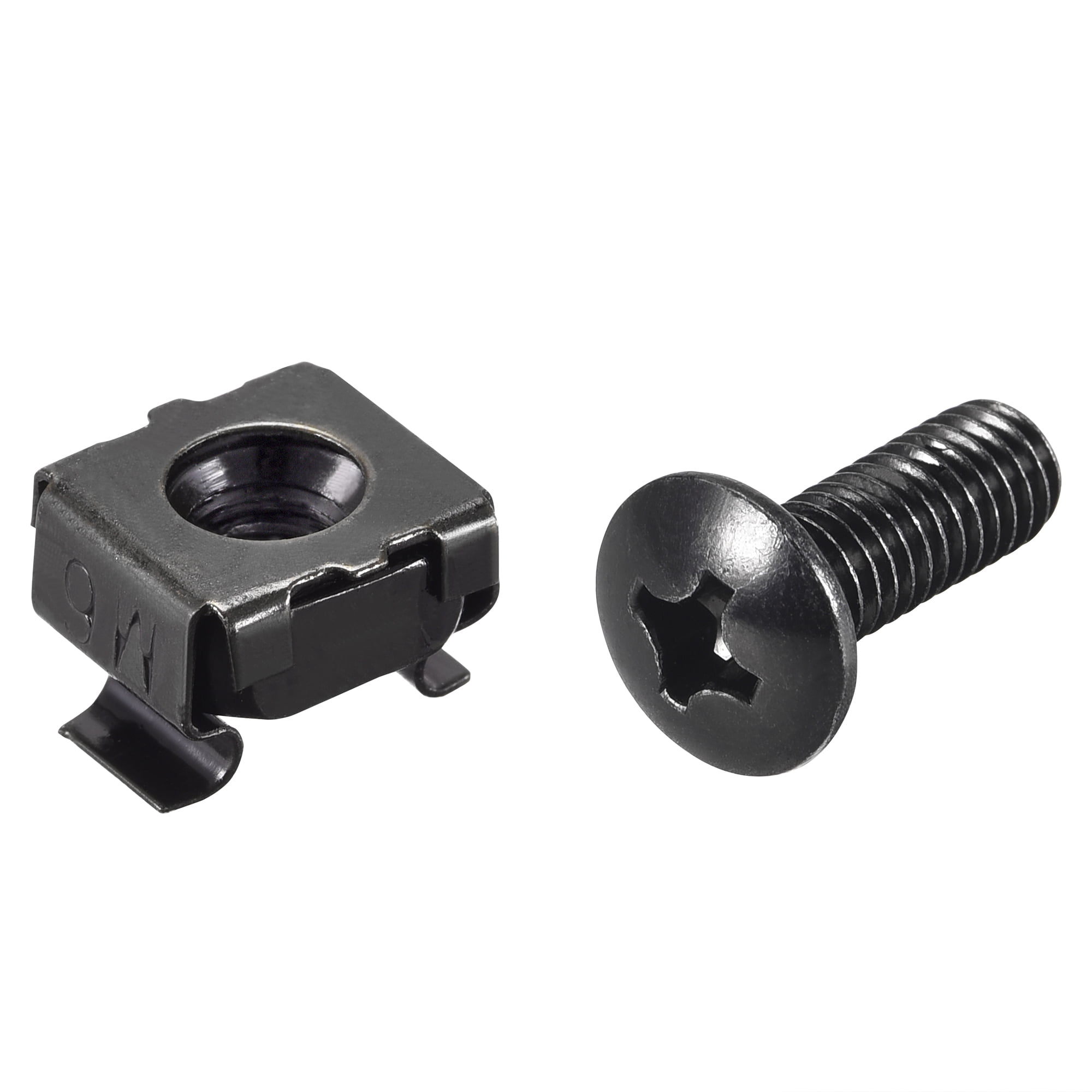Unique Bargains M6x19mm Cage Nuts and Screws Carbon Steel for Rack Mount Server Shelve Furniture Set of 50