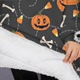 thumbnail image 3 of Oversized Wearable Blanket Hoodie,Gray Halloween Pumpkins Skulls and Bones Sherpa Blanket Hoodie with Super Pockets,Super Warm Fuzzy Pullover for Women & Men, 3 of 6