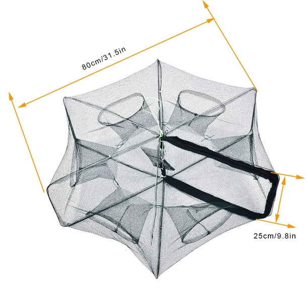 Foldable Crawfish Trap Net, Circle Steel Wire Frame Design Durable