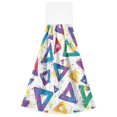 thumbnail image 7 of Yayeee Kitchen Hanging Hand Towels Set of 2 with Loop Bathroom Absorbent Tie Towel, Green Simple Triangles, 7 of 7