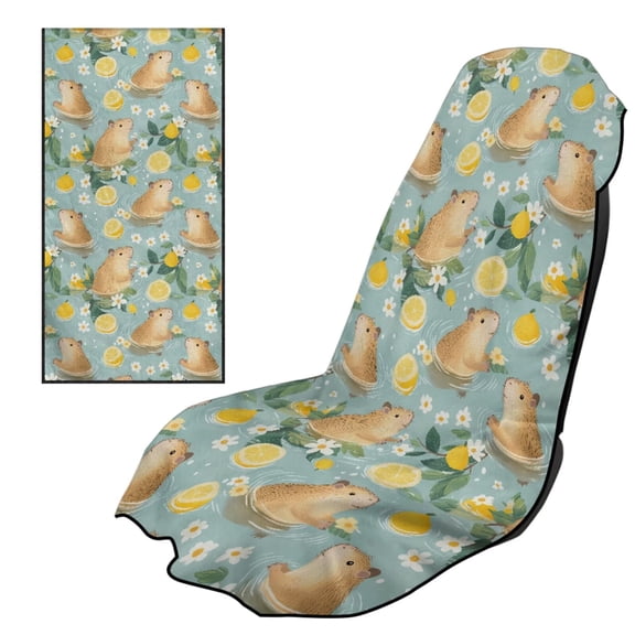 Uorisanigo Seat Covers for Cars Post Workout Sweat Washable Cover Lemon Capybara Front Seats Only Easy to Install Athletic Running Towel Seat Universal Fit Most Cars