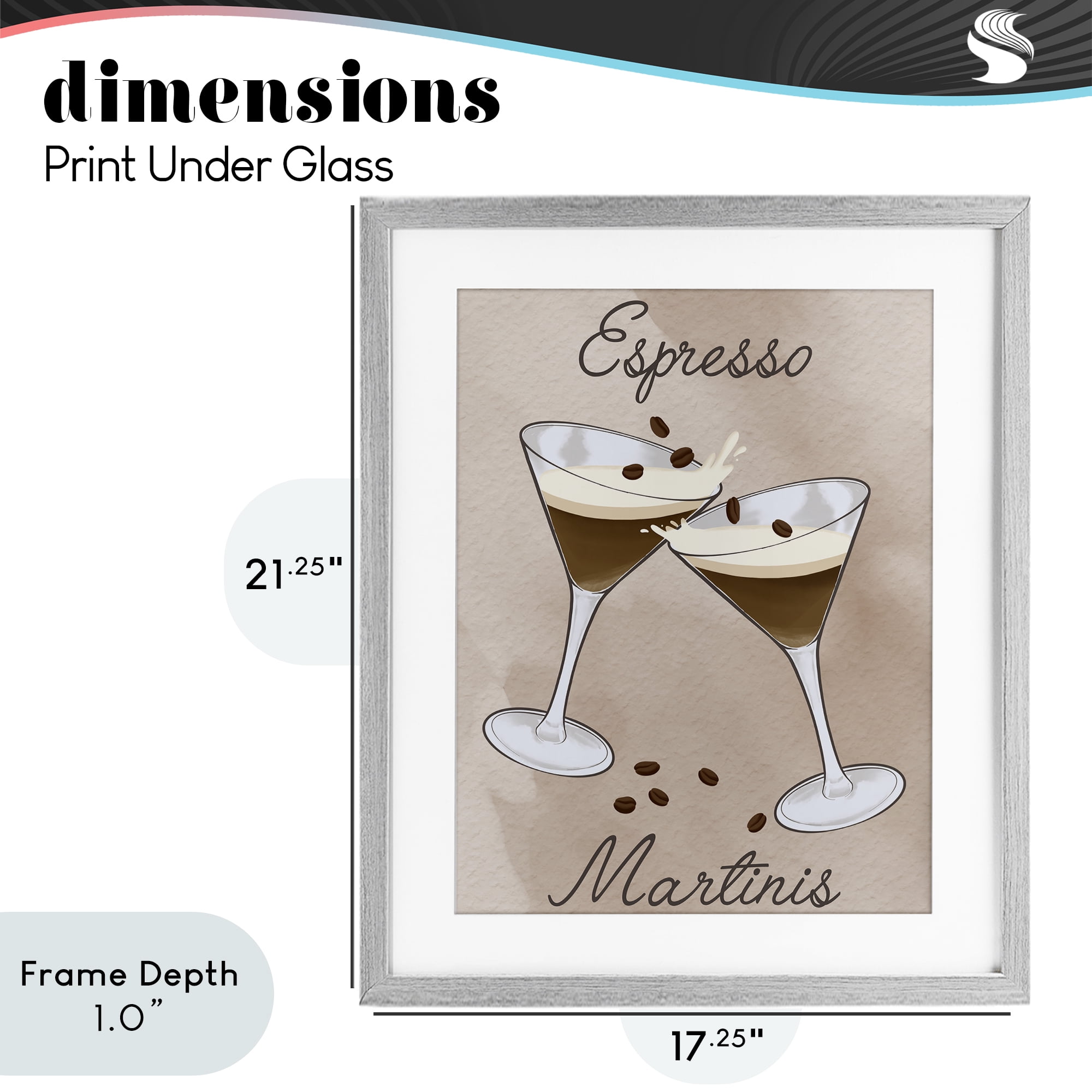 Stupell Industries Cheers Espresso Martinis Gray Framed Print Under Glass, design by Marcus Prime