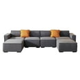 thumbnail image 4 of U Shaped Sectional Sofa Couch,Modern Upholstered Sofa Couch with Convertible Chaise and Pillows,Modular Fabric Sofa Couch for Living Room Office Apartment,DARK GREY, 4 of 7
