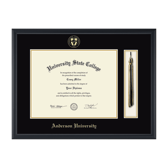Framerly - Anderson Tassel Diploma Frame with Black and Gold Mat