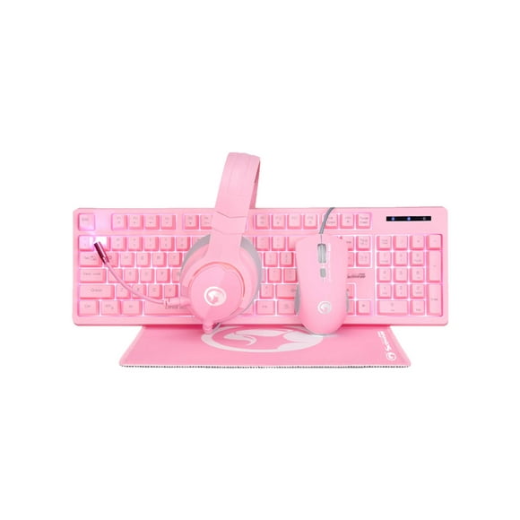 Kit 4 en 1 Teclado Mouse USB Gamer CM-418PK Color Rosa