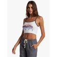 thumbnail image 3 of Roxy Women's Sunset Palm Distressed Graphic Cropped Ribbed Tank Top Tee T-Shirt (Small, Snow White), 3 of 5