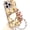 Gold, variant on for iPhone 16 Pro Glitter Bling Case, Cute 3D Sparkle Heart Makeup Mirror Crystal Rhinestones Flowers Diamond Gems Pearl with Lanyard Wrist Strap Women Girls Case for iPhone 16 Pro 6.3", Pink