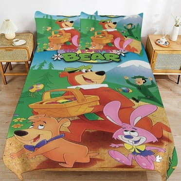 Yogi Bear Duvet Cover Sets Twin King Size for Kids Boys Girls, Soft Quilt Comforter Cover 3 Piece Set, Cute Bedding Sets 1 Duvet Cover and 2 Pillowcases, 86"x70"