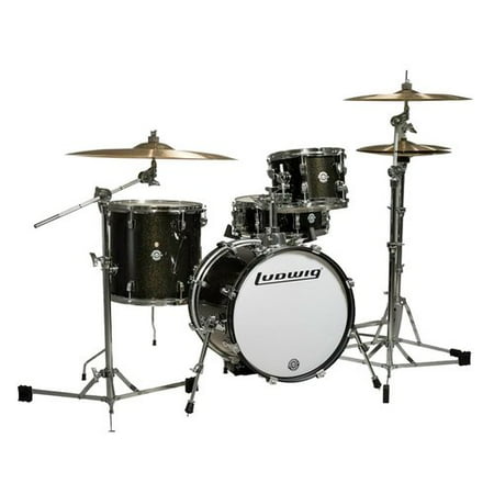 Drum Black Sparkle - Ludwig Breakbeats 4-Piece Shell Pack w/ Riser - Black Sparkle