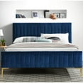 thumbnail image 3 of Omax Decor Julia Wood and Fabric Upholstered Queen Platform Bed in Blue, 3 of 4