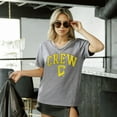 thumbnail image 7 of Women's Gameday Couture  Gray Columbus Crew Relaxed Iconic Edge Rhinestone V-Neck T-Shirt, 7 of 7