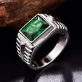 thumbnail image 3 of NUNCAD Men's Wedding Engagement Rings Emerald Cut 8x10mm Created Onyx Green Emerald White Cubic Zirconia 925 Sterling Silver 11mm Bands Size 6-12, 3 of 5