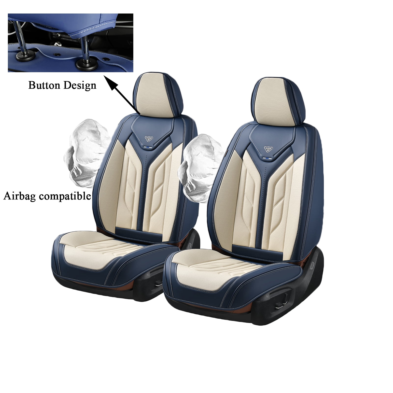 Coverado Luxury Leather Car Seat Covers - Universal Fit, Waterproof, Nappa Leather Front & Back Set With Airbag Compatibility