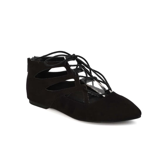 New Women Nature Breeze Langley-01 Suede Pointy Toe Zipper Lace Up Flat Size