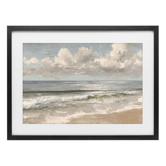 Stupell Industries Distressed Beach Horizon Black Framed Print Under Glass, design by Jacky Ngan