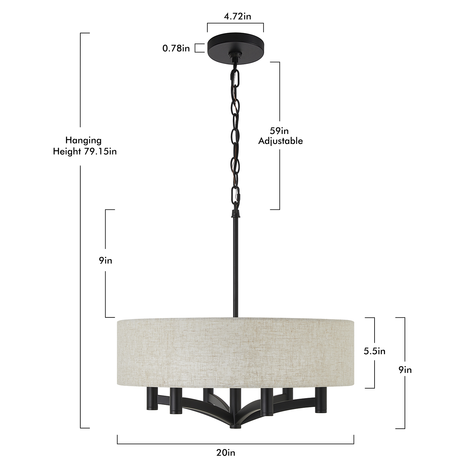 NATYSWAN Vintage Fabric Chandelier, 20 Inch Wide Crystal Accent Ceiling Light with E12 Sockets for Indoor Dining Room Bedroom Hallway (Bulb Not Included)